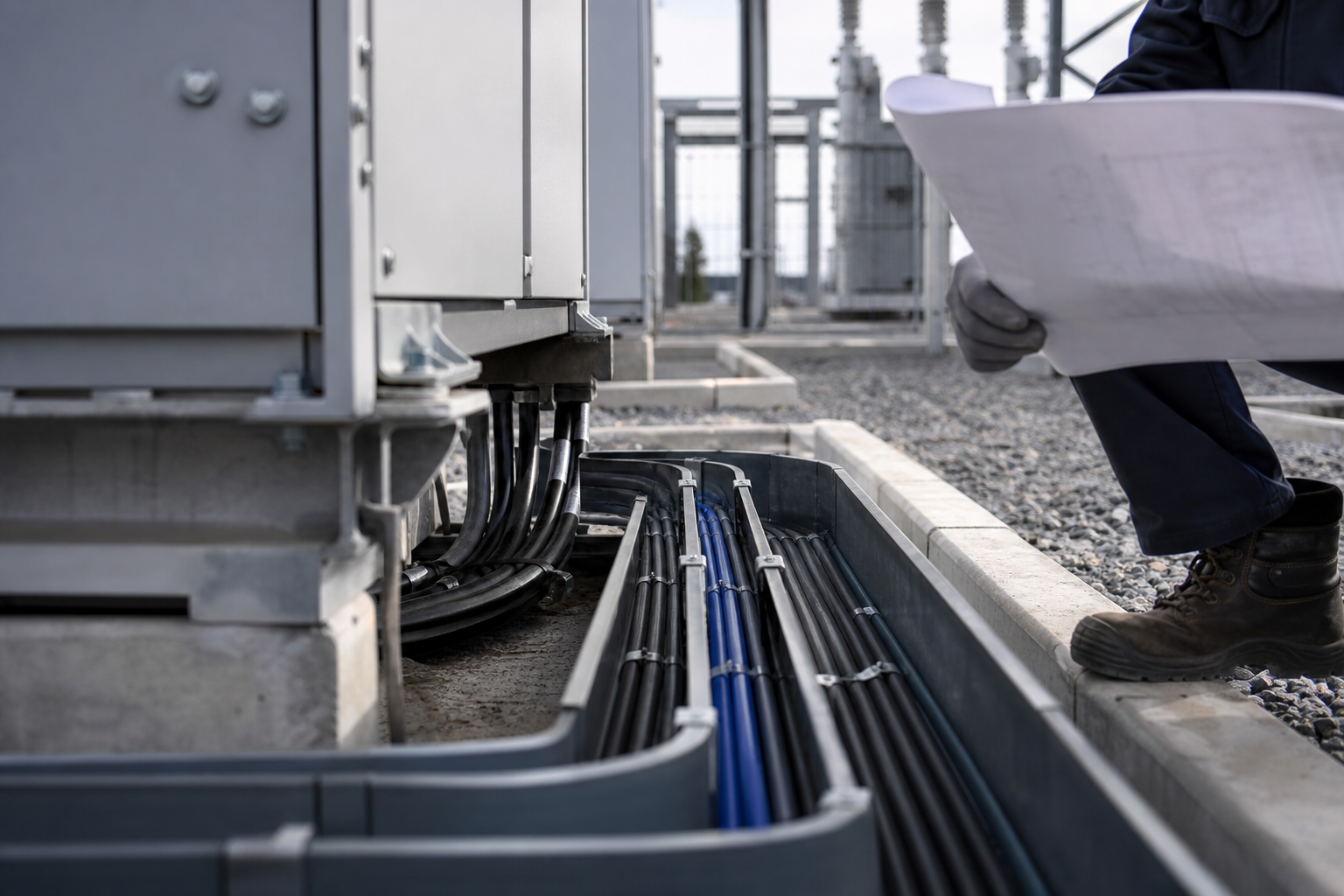 EV-ready ducting and electrical routes site photography